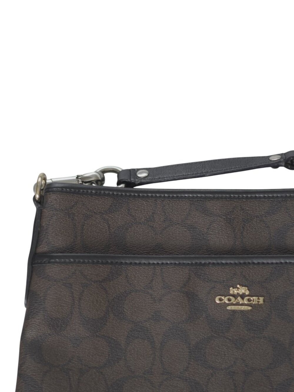 Coach F58297 Signature File Shoulder Bag Messenger Brown Black C Work School EUC - Picture 3 of 15
